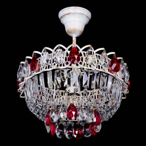 Люстра Астра Бутон №1 Красная - белая с подвесом  в Магнитогорске Гусь Хрустальный