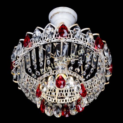 Люстра Астра Бутон №1 Красная - белая с подвесом  в Магнитогорске Гусь Хрустальный