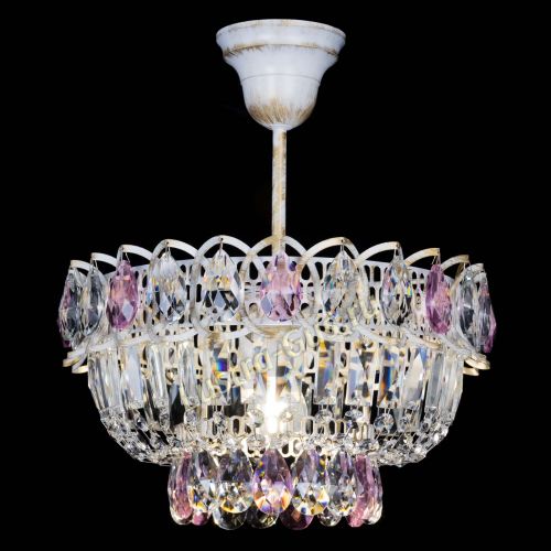 Люстра Астра Бутон №1 Розовая - белая с подвесом  в Магнитогорске Гусь Хрустальный