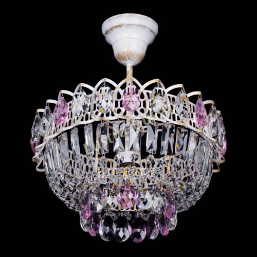 Люстра Астра Бутон №1 Розовая - белая с подвесом  в Магнитогорске Гусь Хрустальный