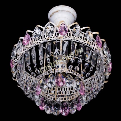 Люстра Астра Бутон №1 Розовая - белая с подвесом  в Магнитогорске Гусь Хрустальный