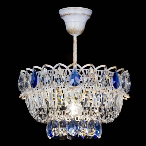 Люстра Астра Бутон №1 Синяя - белая с подвесом в Магнитогорске Гусь Хрустальный