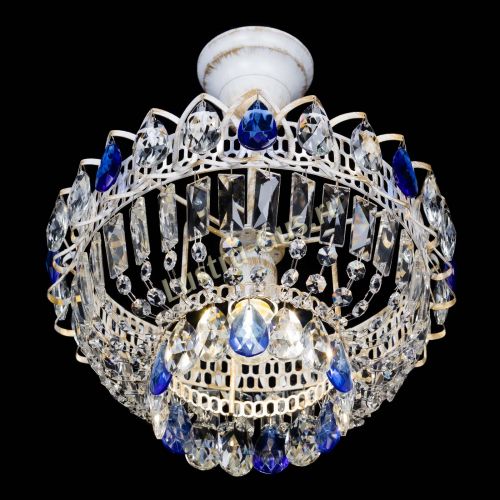 Люстра Астра Бутон №1 Синяя - белая с подвесом в Магнитогорске Гусь Хрустальный