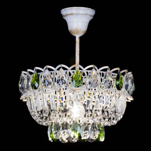 Люстра Астра Бутон №1 Зеленая - белая с подвесом  в Магнитогорске Гусь Хрустальный