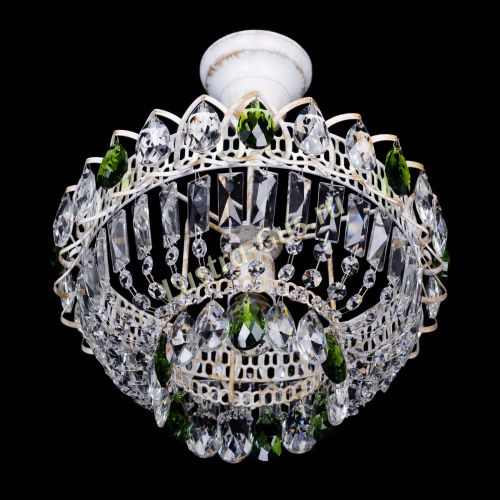 Люстра Астра Бутон №1 Зеленая - белая с подвесом  в Магнитогорске Гусь Хрустальный