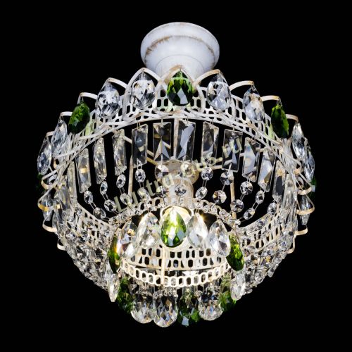 Люстра Астра Бутон №1 Зеленая - белая с подвесом  в Магнитогорске Гусь Хрустальный