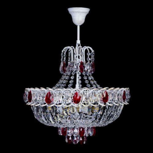 Люстра Астра Белая с подвесом красная в Магнитогорске Гусь Хрустальный