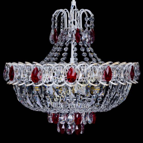 Люстра Астра Белая с подвесом красная в Магнитогорске Гусь Хрустальный