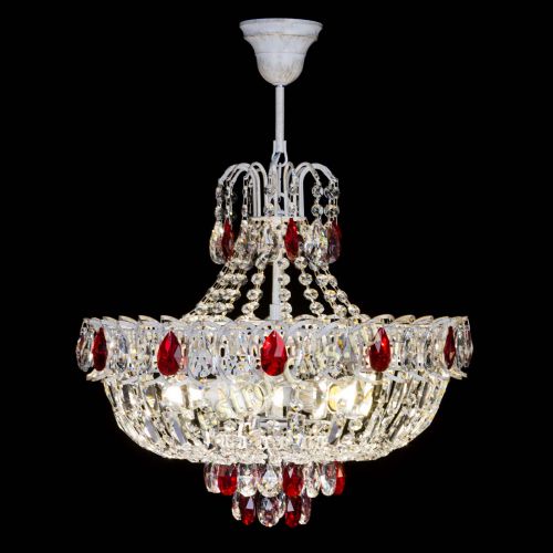 Люстра Астра Белая с подвесом красная в Магнитогорске Гусь Хрустальный