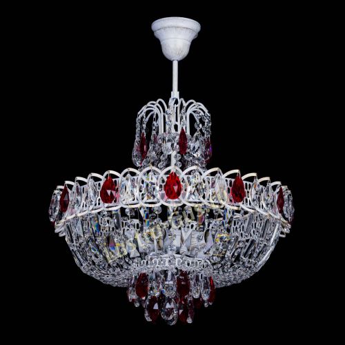 Люстра Астра Белая с подвесом красная в Магнитогорске Гусь Хрустальный