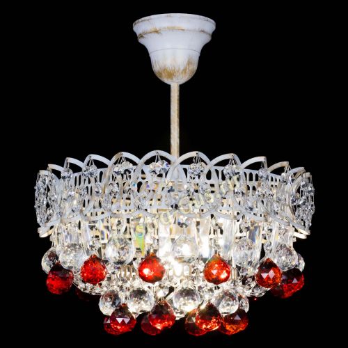 Люстра Астра шар №1 Красная белая в Магнитогорске Гусь Хрустальный