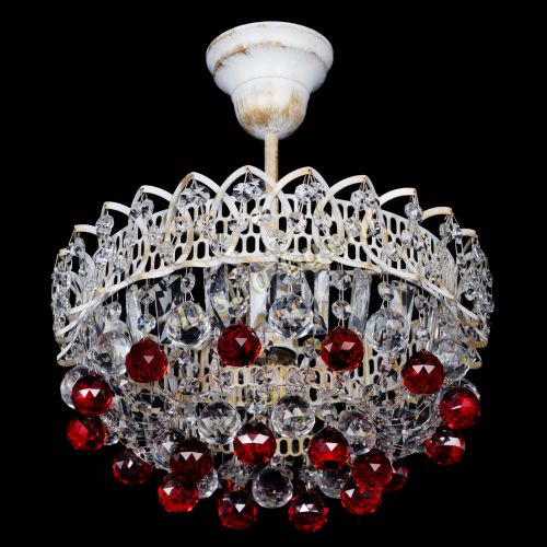 Люстра Астра шар №1 Красная белая в Магнитогорске Гусь Хрустальный