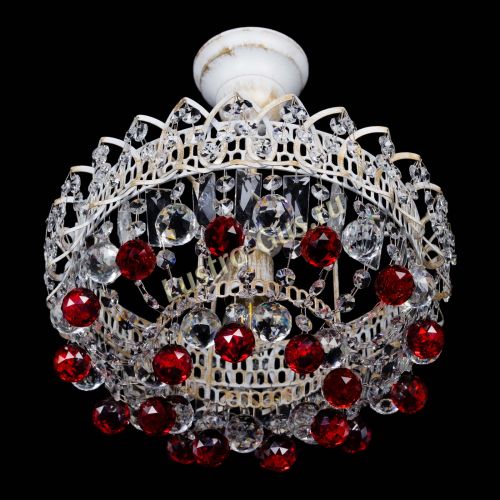 Люстра Астра шар №1 Красная белая в Магнитогорске Гусь Хрустальный