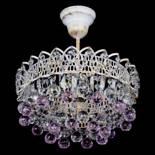 Люстра Астра шар №1 Розовая белая в Магнитогорске Гусь Хрустальный