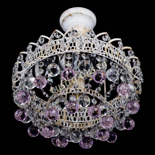 Люстра Астра шар №1 Розовая белая в Магнитогорске Гусь Хрустальный