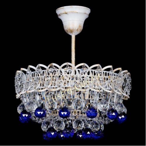 Люстра Астра шар №1 Синяя белая в Магнитогорске Гусь Хрустальный