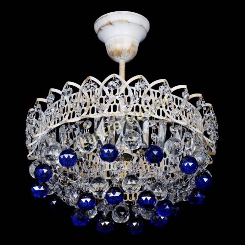 Люстра Астра шар №1 Синяя белая в Магнитогорске Гусь Хрустальный