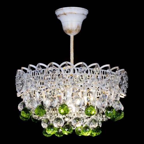 Люстра Астра шар №1 Зеленая белая в Магнитогорске Гусь Хрустальный