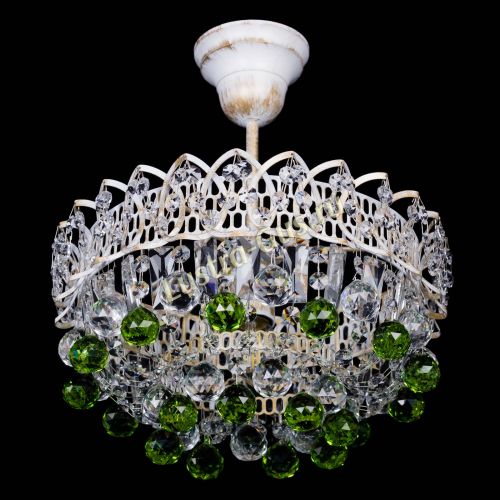 Люстра Астра шар №1 Зеленая белая в Магнитогорске Гусь Хрустальный