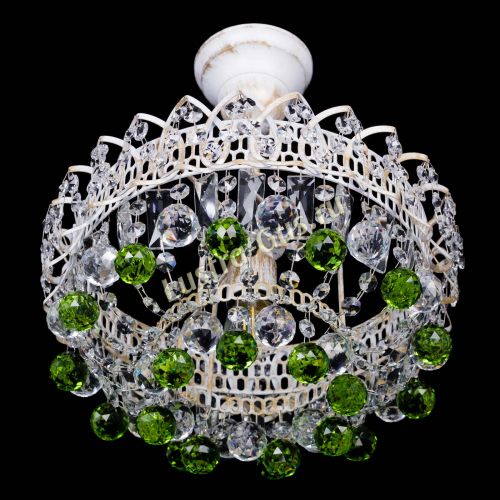 Люстра Астра шар №1 Зеленая белая в Магнитогорске Гусь Хрустальный