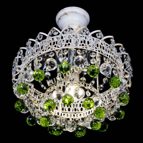 Люстра Астра шар №1 Зеленая белая в Магнитогорске Гусь Хрустальный