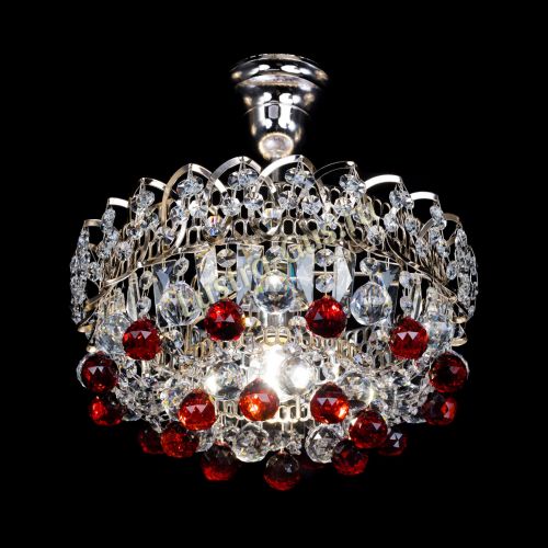 Люстра Астра шар красная 1 лампа в Магнитогорске Гусь Хрустальный