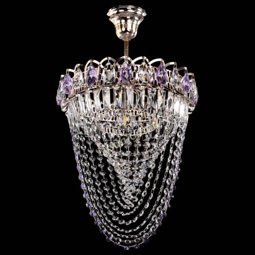 Люстра Астра Водоворот с подвесом №1 фиолетовая в Магнитогорске Гусь Хрустальный
