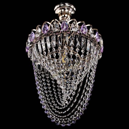 Люстра Астра Водоворот с подвесом №1 фиолетовая в Магнитогорске Гусь Хрустальный