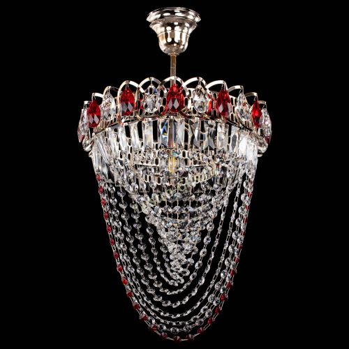 Люстра Астра Водоворот с подвесом №1 красная в Магнитогорске Гусь Хрустальный
