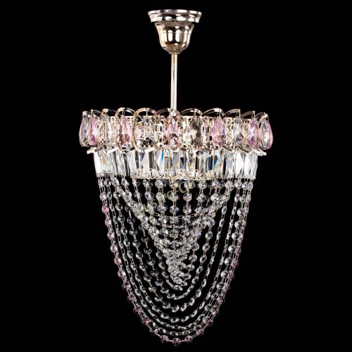 Люстра Астра Водоворот с подвесом №1 розовая в Магнитогорске Гусь Хрустальный