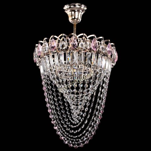 Люстра Астра Водоворот с подвесом №1 розовая в Магнитогорске Гусь Хрустальный