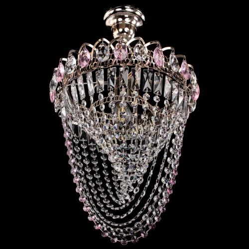 Люстра Астра Водоворот с подвесом №1 розовая в Магнитогорске Гусь Хрустальный