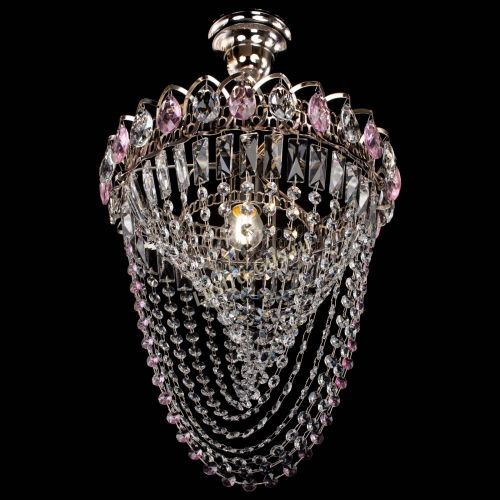 Люстра Астра Водоворот с подвесом №1 розовая в Магнитогорске Гусь Хрустальный