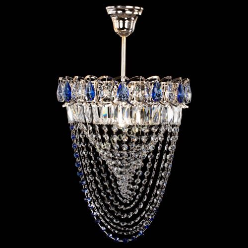 Люстра Астра Водоворот с подвесом №1 синяя в Магнитогорске Гусь Хрустальный
