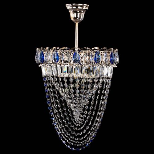 Люстра Астра Водоворот с подвесом №1 синяя в Магнитогорске Гусь Хрустальный