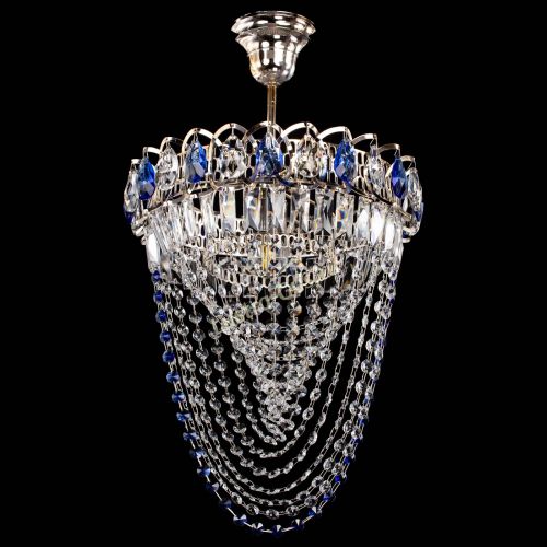 Люстра Астра Водоворот с подвесом №1 синяя в Магнитогорске Гусь Хрустальный