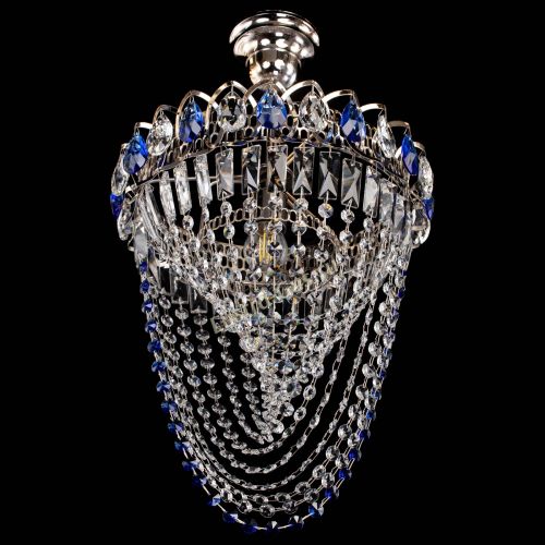 Люстра Астра Водоворот с подвесом №1 синяя в Магнитогорске Гусь Хрустальный