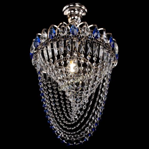 Люстра Астра Водоворот с подвесом №1 синяя в Магнитогорске Гусь Хрустальный