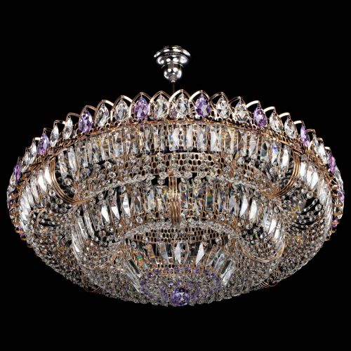 Люстра Двойное кольцо пластинка с подвесом Фиолетовая в Магнитогорске Гусь Хрустальный