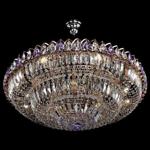 Люстра Двойное кольцо пластинка с подвесом Фиолетовая в Магнитогорске Гусь Хрустальный