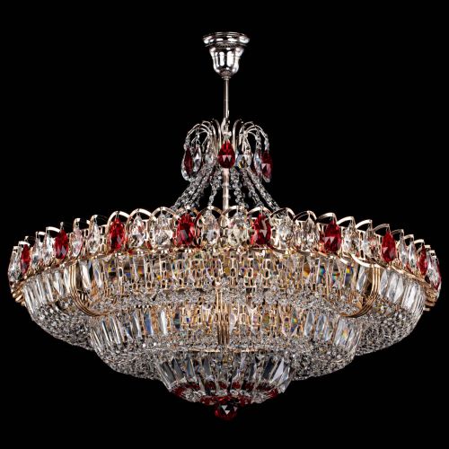 Люстра Двойное кольцо пластинка с подвесом Красная в Магнитогорске Гусь Хрустальный