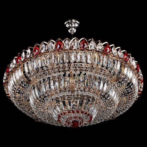 Люстра Двойное кольцо пластинка с подвесом Красная в Магнитогорске Гусь Хрустальный