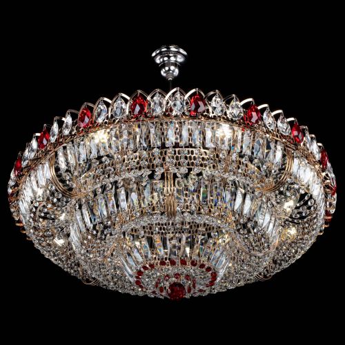 Люстра Двойное кольцо пластинка с подвесом Красная в Магнитогорске Гусь Хрустальный