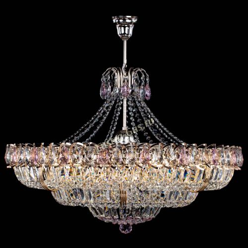 Люстра Двойное кольцо пластинка с подвесом Розовая в Магнитогорске Гусь Хрустальный