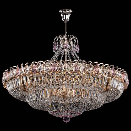 Люстра Двойное кольцо пластинка с подвесом Розовая в Магнитогорске Гусь Хрустальный