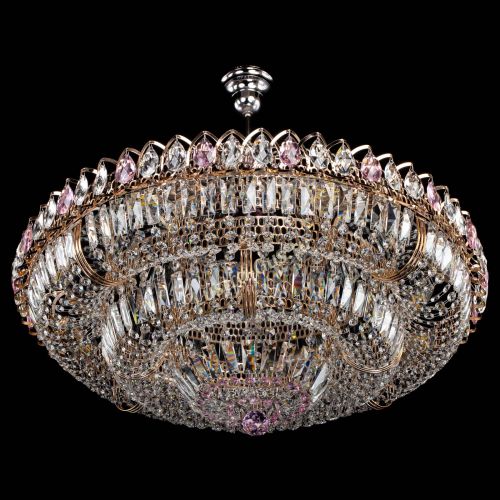 Люстра Двойное кольцо пластинка с подвесом Розовая в Магнитогорске Гусь Хрустальный