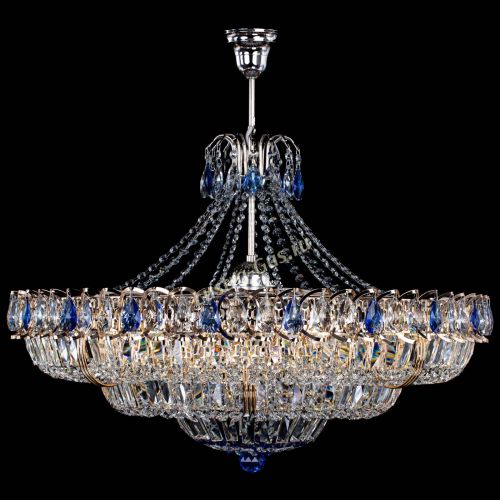 Люстра Двойное кольцо пластинка с подвесом Синяя в Магнитогорске Гусь Хрустальный