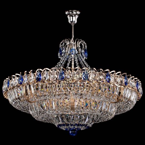 Люстра Двойное кольцо пластинка с подвесом Синяя в Магнитогорске Гусь Хрустальный