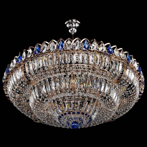 Люстра Двойное кольцо пластинка с подвесом Синяя в Магнитогорске Гусь Хрустальный