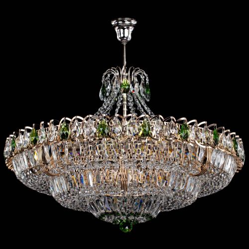 Люстра Двойное кольцо пластинка с подвесом Зеленая в Магнитогорске Гусь Хрустальный